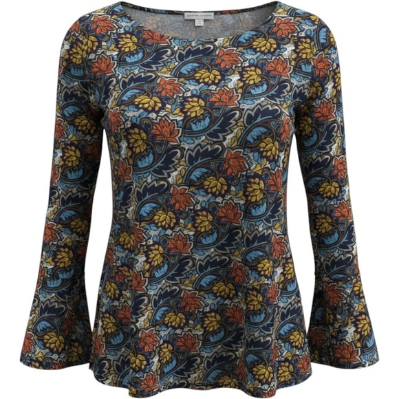 Susan Graver Tops - Susan Graver Floral Top Womens XL Paisley Bell‎ Sleeve Boho Colorful Office